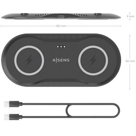 Aisens Cargador Inalámbrico 2 en 1 15W USB-C Negro ASCH-15W2WC060-BK Aisens Cargador Inalámbrico 2 en 1 15W USB-C Negro ASCH-15W2WC060-BK